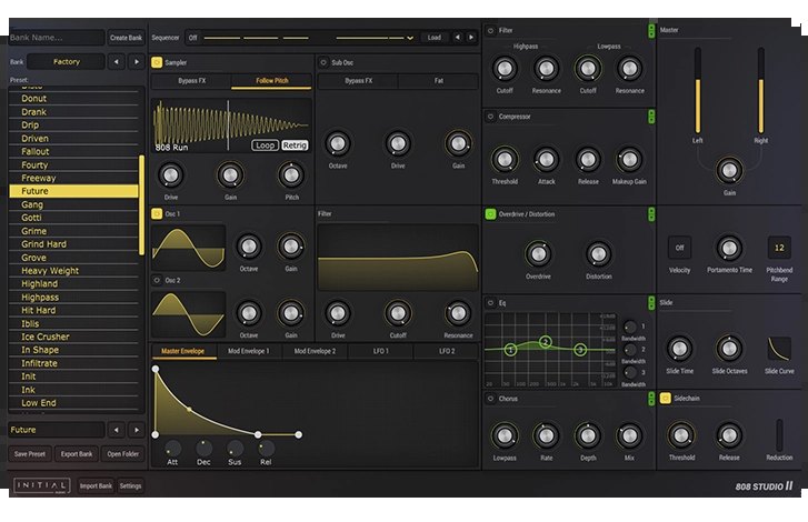 Initial Audio 808 Studio 2 のプラグイン画面